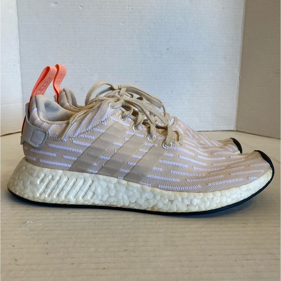 Adidas NMD R2 Linen Beige White Running Shoes Sneakers Size 8.5 - Picture 10 of 14